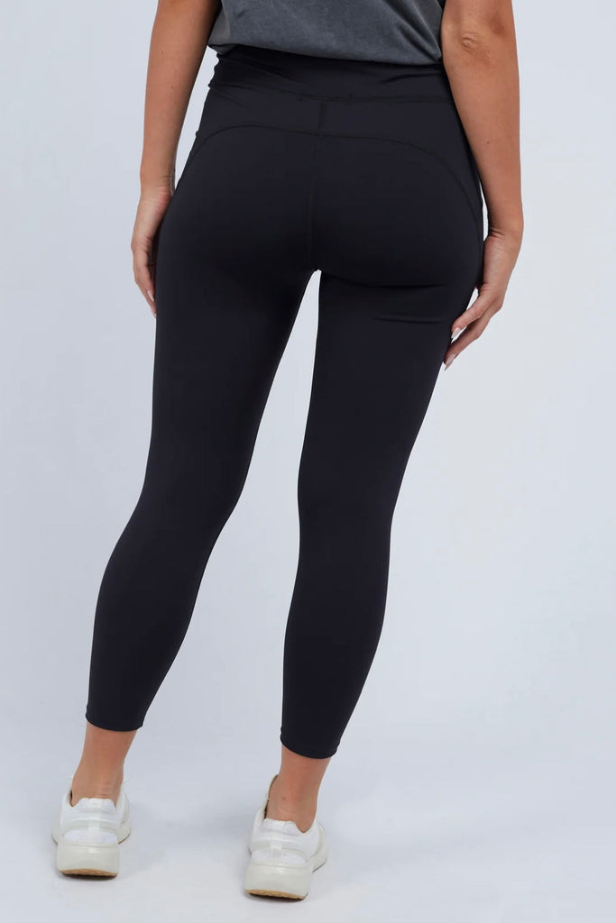 Burn legging - black-Foxwood-Feel the burn! A do everything legging in must have black is a staple in the Foxwood LeisureFit range. These easy-to-wear leggings feature side pockets, a Foxwood logo on the back and hidden key pocket in the waistband. NYLON ELASTANE Model wears Size 10 and is 178cm tall-Pash + Evolve