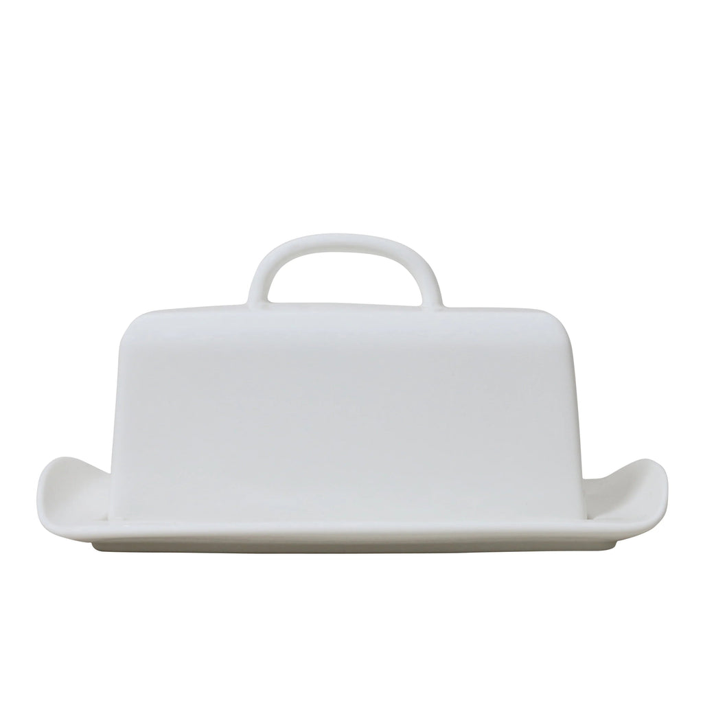 Butter dish with lid - white-Robert gordon-Designed on the wheel by our talented in-house thrower, the Robert Gordon At Home Collection is designed to be loved and enjoyed every day. Each piece embraces our love of clay with undulating rims and hand thrown turn lines. Made from New Bone China Microwave & Dishwasher Safe 19cm x 10cm x 10cm-Pash + Evolve