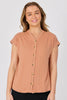 Button Through Rib Tee - Brown-One Ten Willow-V-Neck Neckline Full Button Through Front Curve Hemline Short Sleeve Fabrication: 94% Cotton 4% Elastane 2% Polyester Rib-Pash + Evolve