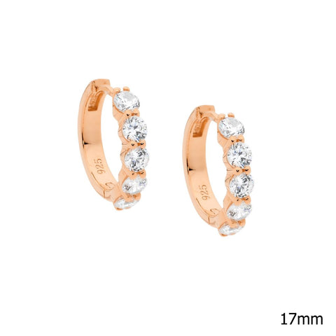 Twist hoop earrings claw set drop - gold