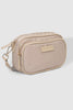 Cali Nylon Crossbody Bag - Beige-Louenhide-The Louenhide Cali Beige Nylon Crossbody Bag is designed for comfort and convenience. The adjustable and detachable sateen guitar strap allows for comfortable wear crossbody or over the shoulder. The bag features one zip pocket and one slip pocket in the main compartment, as well as a front zip pocket for easy access to essentials. The secure zip closure keeps your belongings safe and secure. The light gold hardware adds a touch of elegance to this practical and st