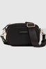 Cali Nylon Crossbody Bag - Black-Louenhide-The Louenhide Cali Black Nylon Crossbody Bag is designed for comfort and convenience. The adjustable and detachable sateen guitar strap allows for comfortable wear crossbody or over the shoulder. The bag features one zip pocket and one slip pocket in the main compartment, as well as a front zip pocket for easy access to essentials. The secure zip closure keeps your belongings safe and secure. The light gold hardware adds a touch of elegance to this practical and st