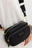 Cali Nylon Crossbody Bag - Black-Louenhide-The Louenhide Cali Black Nylon Crossbody Bag is designed for comfort and convenience. The adjustable and detachable sateen guitar strap allows for comfortable wear crossbody or over the shoulder. The bag features one zip pocket and one slip pocket in the main compartment, as well as a front zip pocket for easy access to essentials. The secure zip closure keeps your belongings safe and secure. The light gold hardware adds a touch of elegance to this practical and st