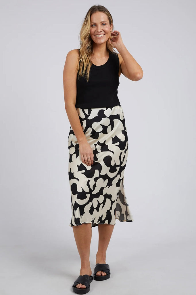 Calypso skirt - black-Foxwood-Lightweight and luxe the gorgeous Calypso Skirt is the ideal skirt for the season. Pair it with the Calypso Cami for the ultimate twin set! Maxi length Foxwood exclusive print Elastic waist Viscose Rayon material Our model is 176cm tall and wears size 8-10-Pash + Evolve