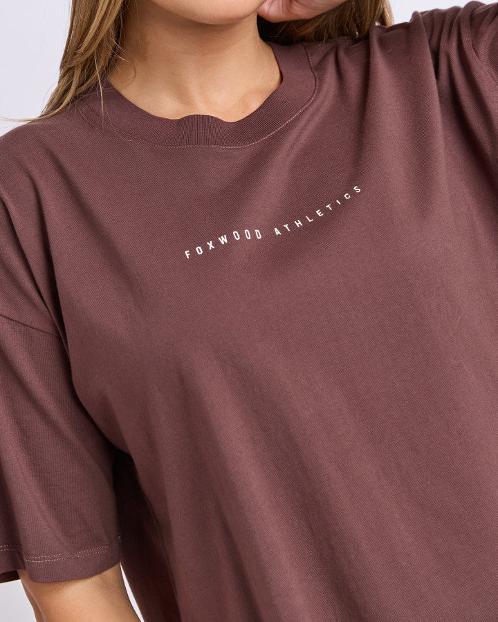 Captain tee - chocolate-Foxwood-The ultimate in relaxed fit tshirts. The new Captain Tee features a classic round neckline, oversized fit and small chest print. Oversized fit Small chest print Round Neckline 100% Cotton Our model is 176cm and wears Size 10-Pash + Evolve