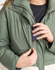 Celia Coat - Khaki-Foxwood-Make the most of mixing materials with this half nylon shell, half sherpa Celia Coat. There's something extra special about the warmth of the intense black hue contrasted with the warmth of the natural sherpa. Great coat for cooler days that features a zip front, buttons & pockets. Contrast teddy fur panel Front zip opening Longline fit TOP: 100% Nylon BOTTOM: 100% Polyester LINING: 100% Polyester Model is 176cm and wears size 10-Pash + Evolve