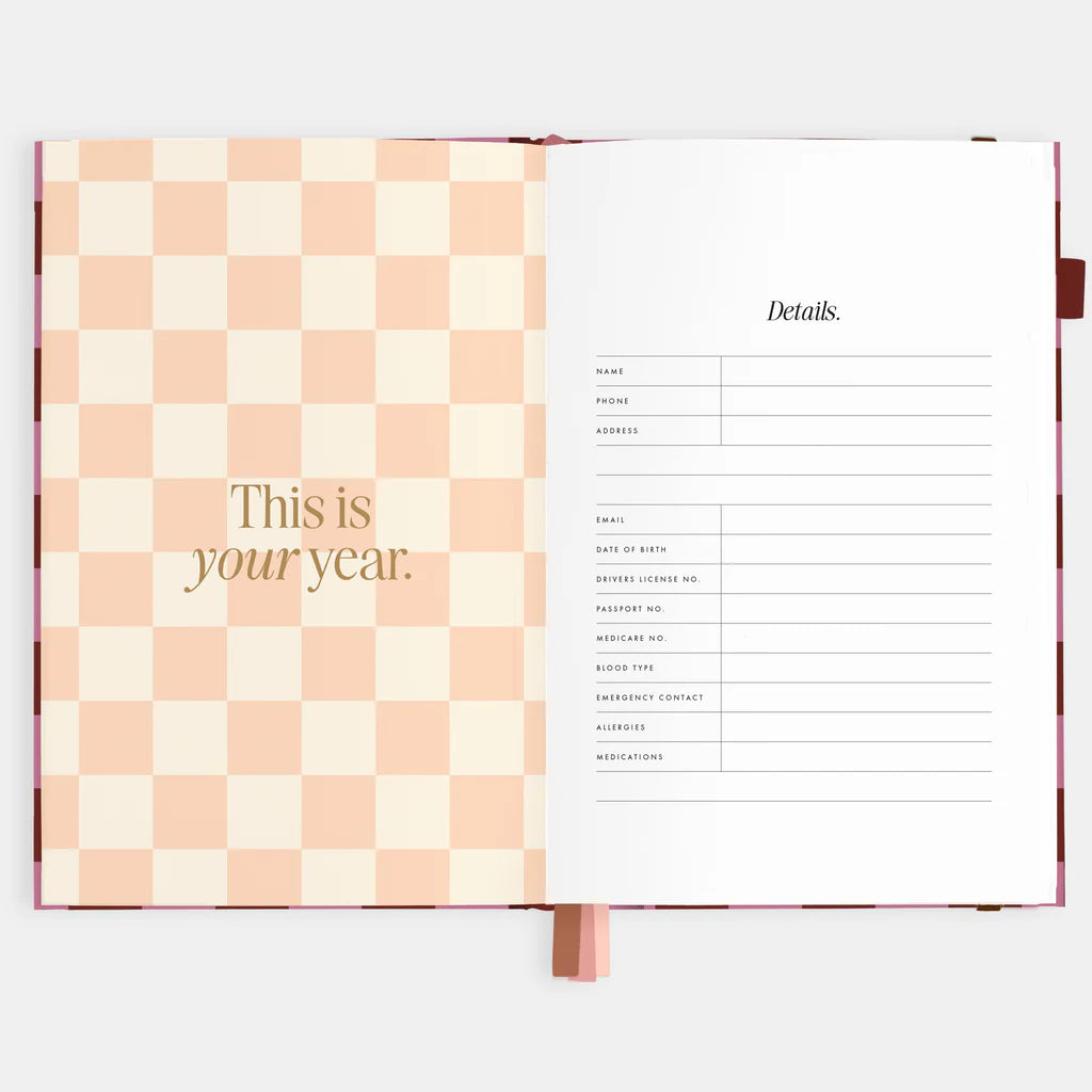 Cherry Check - 2026 A6 horizontal planner-Fox & Fallow-Our best-selling A5 planners are back with a brand new horizontal layout and a new planning system designed to simplify your life.At Fox & Fallow we're all about making planning simple. Your planner should de-stress and simplify your life, not make it more rigid or complicated. That's why we've designed a planning system split into two halves - for your left and right brain. Say hello to the fresh new cover art and new colourful divider pages for each m
