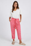 Clem Relaxed Pant - Pink Lemonade-Elm-The Perfect Pant For The Season! Featuring An Easy To Wear Elastic Waist With Drawstring Tie And Side Seam Pockets. These Lightweight Linen Blend Pants Are So Versatile They Can Be Dressed Up Or Down With Whatever You Choose To Pair Them With. Easy Pull On Style Tapered Leg Side Seam Pockets Slub Linen Viscose Model is 169cm and wears Size 10-Pash + Evolve