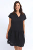 Clementine Dress - Black-Elm-Enjoy a little black dress moment in the Clementine Dress. Made with love from 100% cotton in a knee length design, this mixed broderie black dress offers a versatile and timeless beauty. Mixed broderie Knee length Vee Neckline 100% Cotton-Pash + Evolve