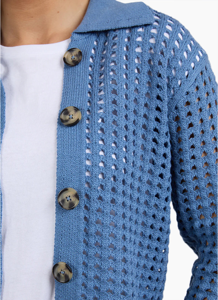 Clover knit cardi - coronet blue-Foxwood-*Cotton/Nylon-Pash + Evolve