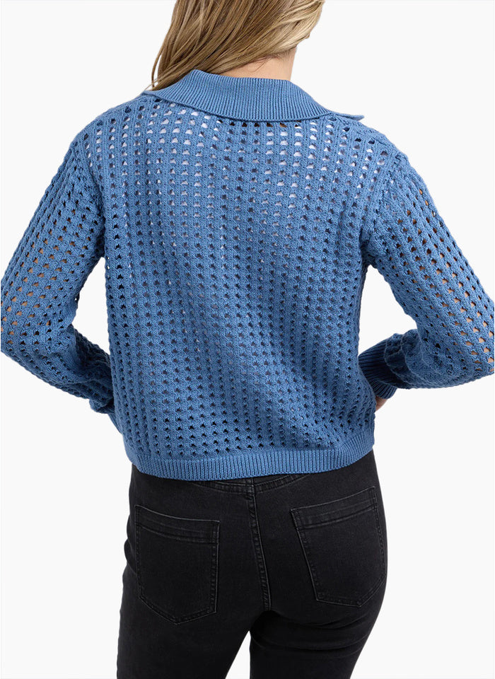 Clover knit cardi - coronet blue-Foxwood-*Cotton/Nylon-Pash + Evolve