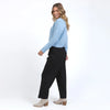 Clyde pant - black-Foxwood-Meet the pant that is as sharp as it is comfy. The Clyde Pant is your new go-to for work (or wherever you want to look effortlessly put together). Featuring a flat waist with back elastane for a perfect fit, front button opening, and side pockets, these pants are as functional as they are stylish. With belt loops to add your favorite accessory, they are your everyday staple for that polished, office-ready look. 65% Polyester 32% Viscose 3% Elastane Designed in Australia-Pash + Evo