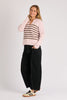 Collared Jumper - Pink & Chocolate Stripe-One Ten Willow-Blend softness with statement style in the Collared Jumper in Pink and Chocolate Stripe. Crafted from a cosy knit with a refined rib texture, this piece delivers warmth without compromising on polish. The contrast stripe detail across the chest adds a modern, sporty edge, while the open collar neckline creates a flattering, relaxed feel that layers beautifully through the cooler months. Fabric: Polyester, wool and elastane blend for warmth, softness 