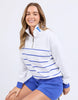 College stripe zip crew - white & blue-Foxwood-Our best-selling crew just got bolder. The College Stripe Zip Crew features a front zip neck opening, cool collar embroidery, and a relaxed fit for easy, laid-back style with a sporty edge. Ready to refresh your casual wardrobe. Front zip neck opening Collar embroidery Relaxed fit 100% Cotton Model is wearing a size 10-Pash + Evolve