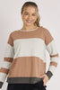 Contrast panel top - blue/tan stripe-One Ten Willow-*Soft, breathable fabric with comfortable stretch*Colour block design*Subtle contrast sleeve detailing*Relaxed fit *Cotton/Elastane/Polyester Blend-Pash + Evolve