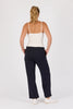 Cuff Detail Pant - Blue Graphite-One Ten Willow-Elasticated Waist Band Self Fabric Waist Tie Side Pockets Wide Leg Cuff Detail Material: 95% Cotton 5% Elastane Model is 176cm (Size 8-10) and wears our size Small-Pash + Evolve