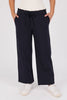 Cuff Detail Pant - Blue Graphite-One Ten Willow-Elasticated Waist Band Self Fabric Waist Tie Side Pockets Wide Leg Cuff Detail Material: 95% Cotton 5% Elastane Model is 176cm (Size 8-10) and wears our size Small-Pash + Evolve
