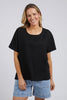 Curtis Woven Tee - Black-Elm-This Curtis Woven Tee is a must-have basic for any wardrobe. It offers a comfortable and versatile fit. Perfect for everyday wear, it is a timeless piece that can be dressed up or down for any occasion. Regular fit Cotton Model is wearing a size 10.-Pash + Evolve