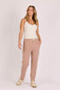 Curve hem pant - coffee-One Ten Willow-*Curved hem *Elasticated waist *Drawstring *Pockets-Pash + Evolve