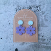 Dangle earrings - lilac-Pash + Evolve-Turn heads with these vibrant, handmade flower earrings! Crafted with acrylic and featuring a striking violet hue. *Made from acrylic-Pash + Evolve
