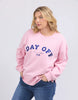 Day off crew - soft pink-Elm-Go on ... you deserve a Day Off! Our stylish 100% cotton crew gives you license to not only look casually cool, but also to have the day off you deserve. So treat yourself to a day off! Large front embroidery Oversized comfort fit Badge detail Unbrushed Cotton Fleece Model is wearing a size 16-Pash + Evolve