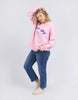 Day off crew - soft pink-Elm-Go on ... you deserve a Day Off! Our stylish 100% cotton crew gives you license to not only look casually cool, but also to have the day off you deserve. So treat yourself to a day off! Large front embroidery Oversized comfort fit Badge detail Unbrushed Cotton Fleece Model is wearing a size 16-Pash + Evolve