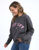 Day off crew - washed black-Elm-Go on ... you deserve a Day Off! Our stylish 100% cotton crew gives you license to not only look casually cool, but also to have the day off you deserve. So treat yourself to a day off! Large front embroidery Oversized comfort fit Badge detail Unbrushed Cotton Fleece Model is wearing a size 10-Pash + Evolve