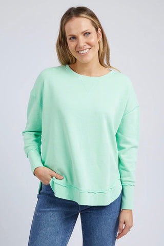 Mazie Block Stripe Sweat - Sky Blue/White