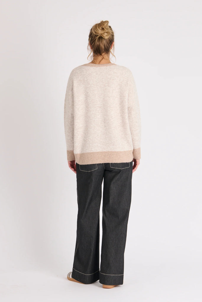 Drop Shoulder Jumper - Beige-One Ten Willow-Drop Shoulder Long Sleeve Straight Hem Round neck Fabrication: 53% Recycled Polyester 39% Acrylic 5% Wool 3% Elastane-Pash + Evolve