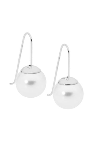 Paperclip earrings with freshwater pearl - silver