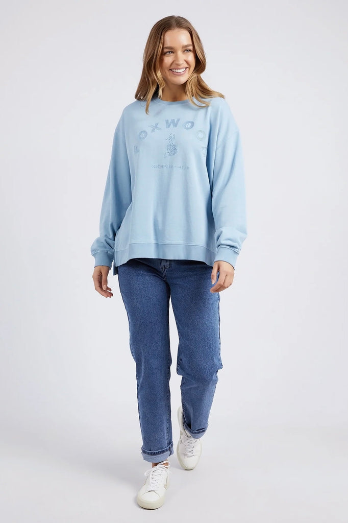 Effortless Crew - Dusk Blue-Foxwood-It's all in the name. The new Effortless Crew from Foxwood calls on all our heritage in classic fleece crews and delivers another everyday classic. Featuring chest embroidery, a round neck and a relaxed fit, outfitting will be effortless with this jumper. Round Neckline Front Chest Embroidery Relaxed Fit Unbrushed Cotton Fleece Model is 176cm and wears size 8-10-Pash + Evolve