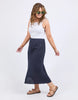 Eleni Skirt - Dark Sapphire-Elm-Designed for everyday wear, the eleni skirt boasts bias cut, elastic waist, and slightly flared hemline. Style it your way for an effortless look that works for any day of the week. Bias cut Elastic waist Slightly flared hemline Linen Model is 171cm and wears Size 10-Pash + Evolve