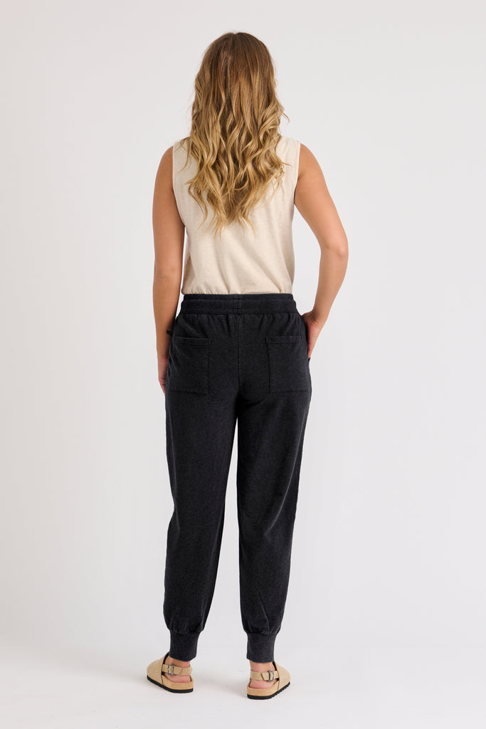 Elevate pant - black-One Ten Willow-*Cuffed ankle *Pockets *Draw string *100% Cotton-Pash + Evolve