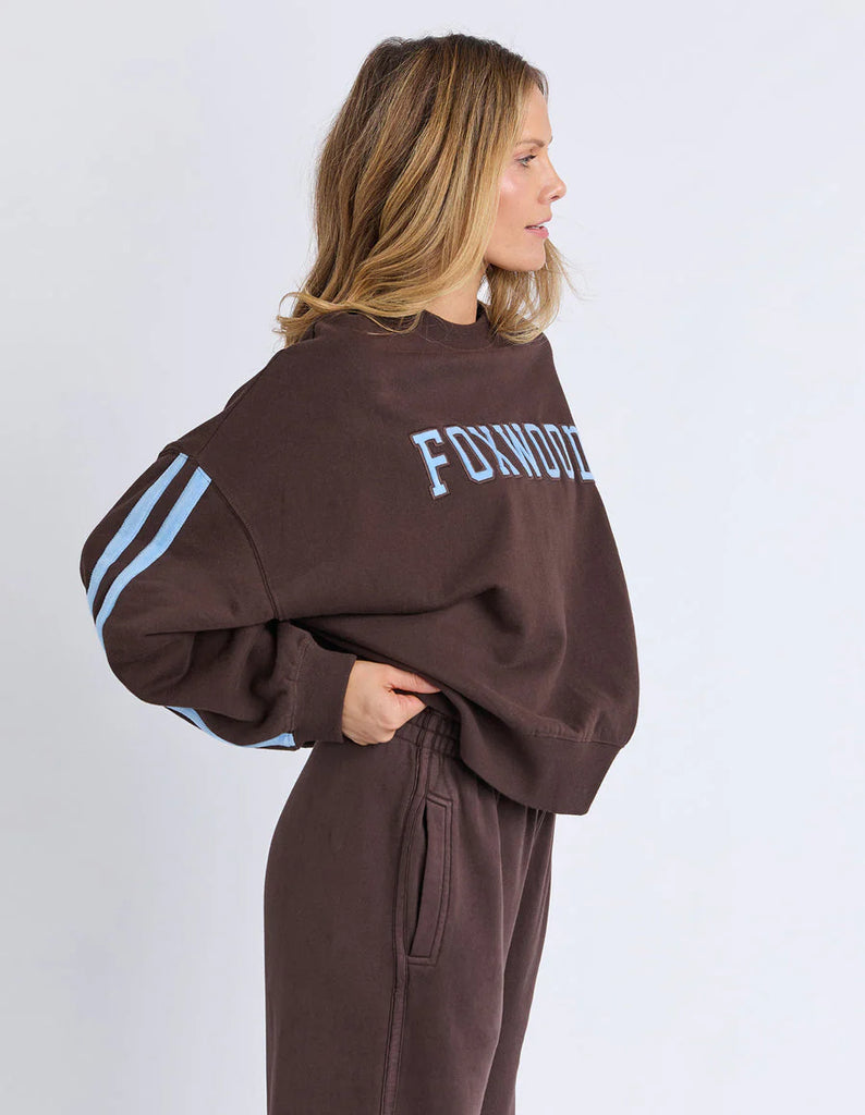 Elevated Sunday Crew - Coffee-Foxwood-The Elevated Sunday Crew brings something a little extra to your everyday layers. *Round neckline *Relaxed fit *Chocolate/Blue-Pash + Evolve
