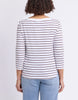 Eliza Boat Neck Tee Stripe - White/Coffee-Elm-The Eliza Boat Neck Tee brings effortless elegance to everyday dressing. Featuring a flattering boat neckline, 3/4 sleeves and a softly curved hem, it's perfect with jeans, skirts or tailored pants. Boat neck line 3/4 sleeves Curved hemline True to size 95% cotton 5% elastane jersey The Model is 173cm and is wearing a size 10-Pash + Evolve