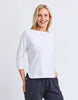 Eliza Boat Neck Tee - White-Elm-The Eliza Boat Neck Tee brings effortless elegance to everyday dressing. Featuring a flattering boat neckline, 3/4 sleeves and a softly curved hem, it's perfect with jeans, skirts or tailored pants. Boat neck line 3/4 sleeves Curved hemline True to size 95% cotton 5% elastane jersey The Model is 173cm and is wearing a size 10-Pash + Evolve