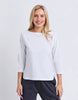 Eliza Boat Neck Tee - White-Elm-The Eliza Boat Neck Tee brings effortless elegance to everyday dressing. Featuring a flattering boat neckline, 3/4 sleeves and a softly curved hem, it's perfect with jeans, skirts or tailored pants. Boat neck line 3/4 sleeves Curved hemline True to size 95% cotton 5% elastane jersey The Model is 173cm and is wearing a size 10-Pash + Evolve