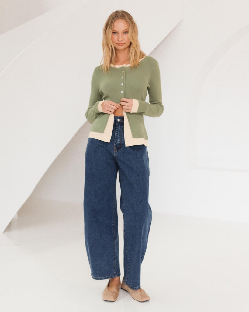 Ella long sleeve - matcha-Pash + Evolve-*Long sleeve *Double layer *Button up front *100% Cotton-Pash + Evolve