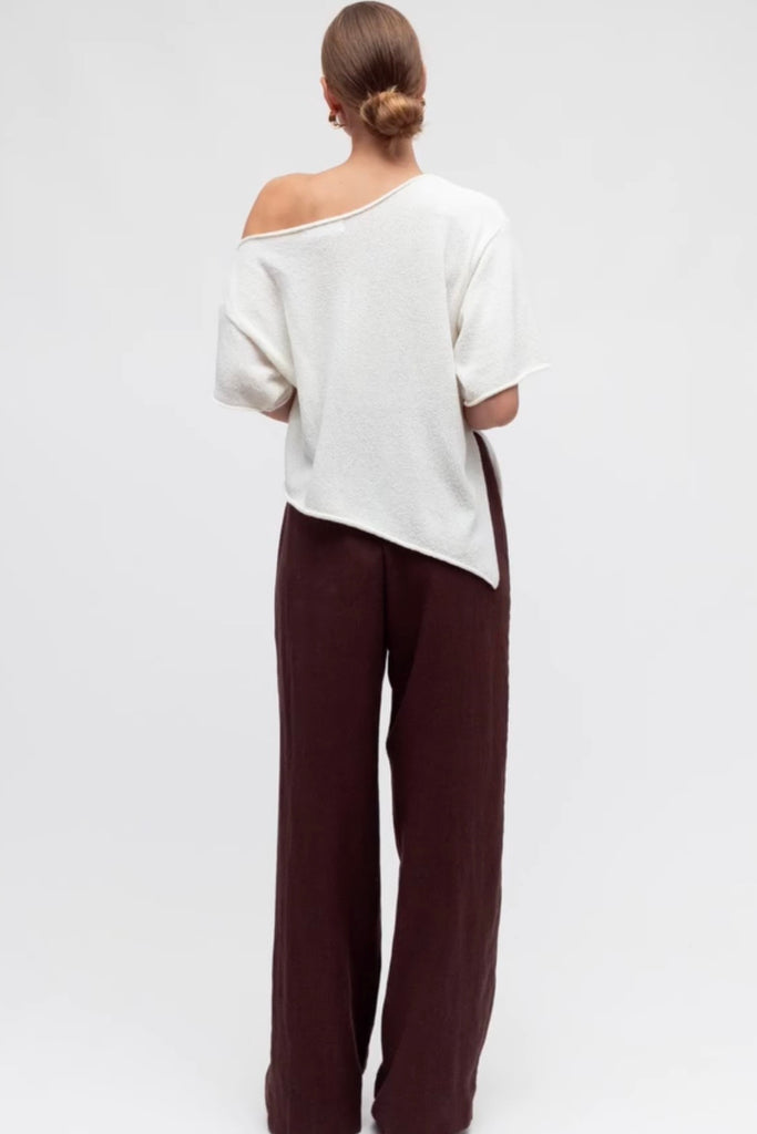 Ella top - white-Pash + Evolve-*Asymmetrical neckline *Off the shoulder *Side splits *Acrylic/Polyester-Pash + Evolve