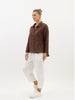 Ellie linen shirt - chocolate-Pash + Evolve-*Long sleeve *High-low hemline *Button up front *Collar *100% Linen-Pash + Evolve