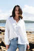 Ellie linen shirt - white-Pash + Evolve-*Long sleeve *High-low hemline *Button up front *Collar *100% Linen-Pash + Evolve