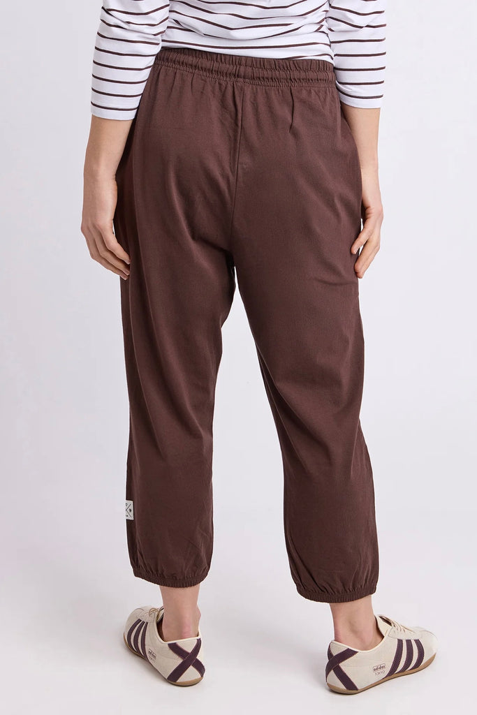 Ellie lounge pant - coffee-Elm-Relaxed comfort meets everyday style in the Ellie Lounge Pant. Made from premium Australian cotton jersey, it features a cropped length and comfortable elastic waistband with adjustable tie. Pair it with your favourite tee or sweat for easy off-duty dressing. Australian cotton Cropped Length Elastic Waistband with adjustable Tie Relaxed fit 100% Australian Cotton Jersey-Pash + Evolve