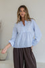 Emily top - white/blue-Pash + Evolve-*Embroidery detailing on front *Front tie *Elasticated cuffs *Long sleeve *Blue/white stripe *100% Cotton-Pash + Evolve