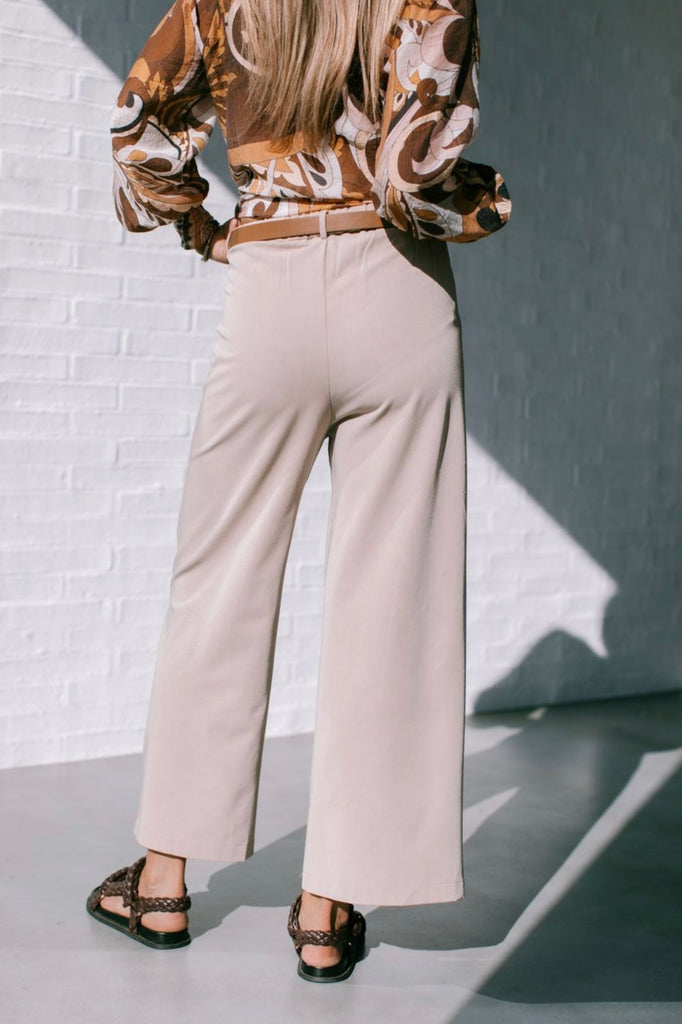 Emma tailored pant - latte-Pash + Evolve-*Side pockets *Elasticated back *Relaxed fit *Lightweight & stretchy *Belt loops *Wide leg-Pash + Evolve