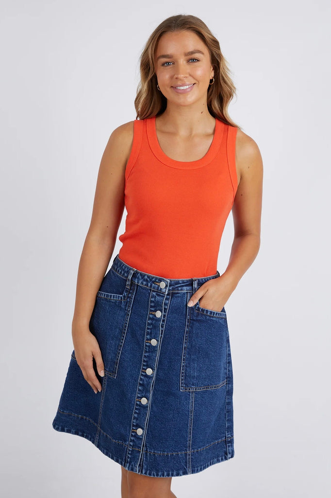 Esme Tank - Spicy Orange-Foxwood-The Esme Tank is a must-have for Summer, featuring a fine rib fabrication and classic fit that is perfect for warm weather styling. 100% Pima Cotton Cold gentle machine wash-Pash + Evolve