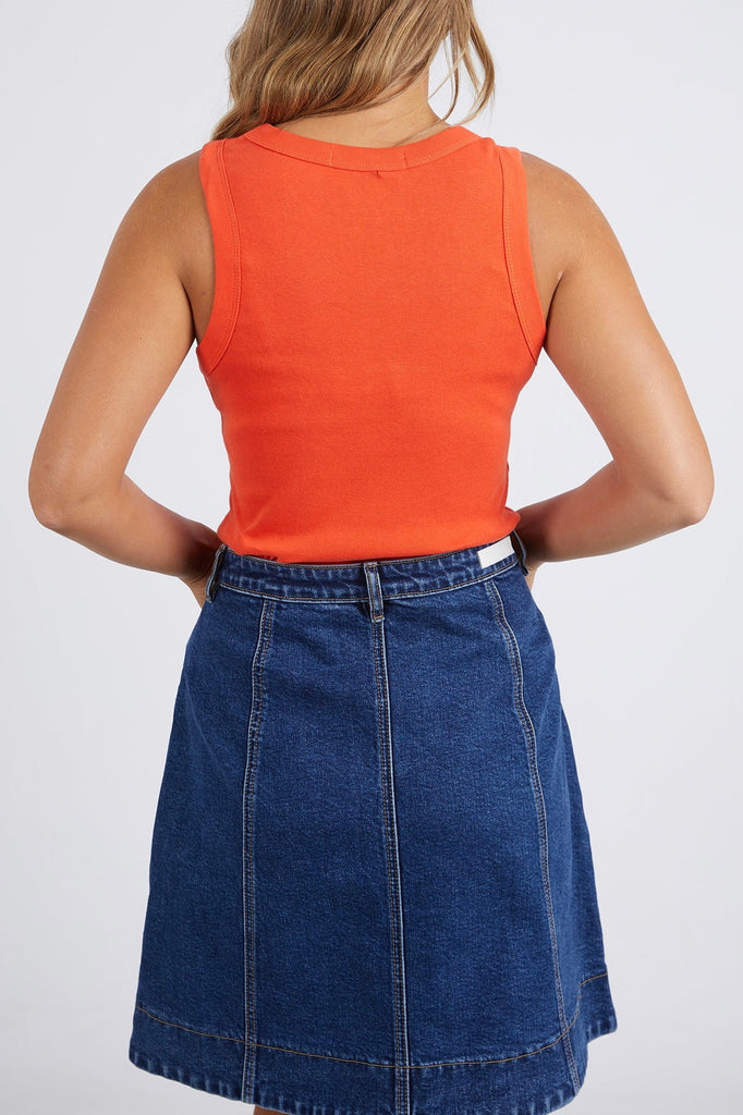 Esme Tank - Spicy Orange-Foxwood-The Esme Tank is a must-have for Summer, featuring a fine rib fabrication and classic fit that is perfect for warm weather styling. 100% Pima Cotton Cold gentle machine wash-Pash + Evolve
