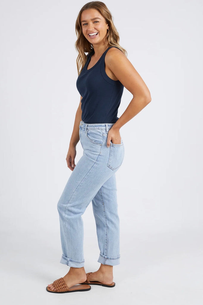 Esme tank - dark sapphire-Foxwood-The Esme Tank is a must-have for Summer, featuring a fine rib fabrication and classic fit that is perfect for warm weather styling. 100% Pima Cotton Cold gentle machine wash-Pash + Evolve