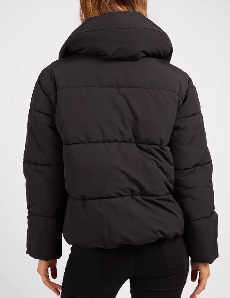 Essential puffer jacket - black-Foxwood-Front button and zip opening Elastic cuff Foxwood exclusive sleeve print Polyester-Pash + Evolve