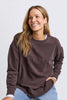 Established crew - coffee-Elm-Guaranteed to be your new favourite crew. The Established Crew features raw seam detail and cute Elm embroidery making it an effortless choice for both comfort and style. Raw hem detail Chest embroidery Scooped hemline Relaxed fit 100% cotton unbrushed fleece Model is wearing a size 10-Pash + Evolve