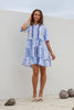 Eva dress - blue/white-Pash + Evolve-*Button down front *Collar *Blue/White *Just above knee length *Short sleeve *Ruffle trim-Pash + Evolve